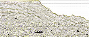 Seismic section, (Courtesy of GSC; reprocessed by ARCIS)